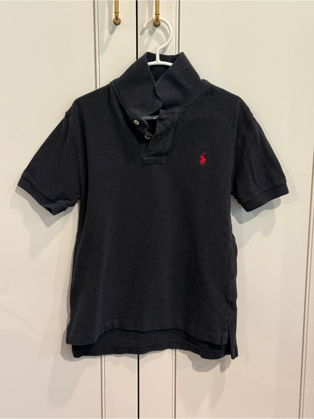 Boys Polo Ralph Lauren Pique Polo Shirt Charcoal Gray Size 8